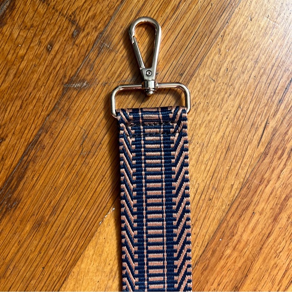 Copper & Navy Retro Aztec Stripe Adjustable Crossbody Purse Strap, Gold Hardware - Picture 4 of 8